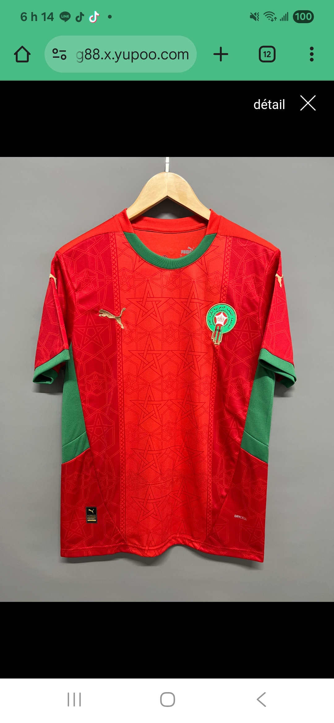 Image du produit Maillot Du Maroc